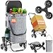 Produktbild MONZANA® 3in1 Einkaufstrolley 56L bis 50 kg klappbar abnehmbare Tasche 6 Rollen Tragegurt Treppensteiger Einkaufswagen Einkaufshilfe Trolley Grau Meliert