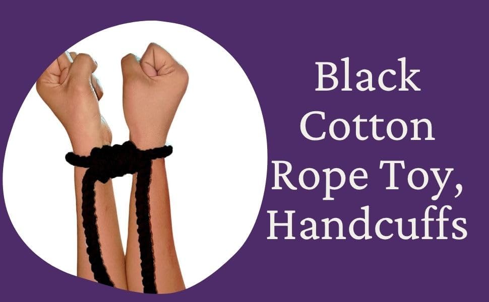 Image of Cotton Rope Handcuffs, Black, Pack of 2, For Kids Roleplay Toys and Prank Videos Activity Pack of 2