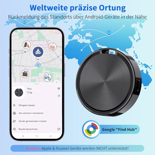 CooAoo Smart Tag Android Tracker, Schlüsselfinder kompatibel mit Google Find Hub Koffer Tracker ohne ABO Bluetooth KeyFinder für Koffer, Schlüssel, Gepäck, Taschen, 4er Pack