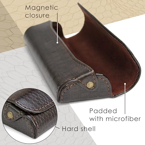 Image of Orsus Reading Glasses Hard Case, Premium PU Leather Horizontal Eyeglass Holder with Magnetic Closure for Women and Men