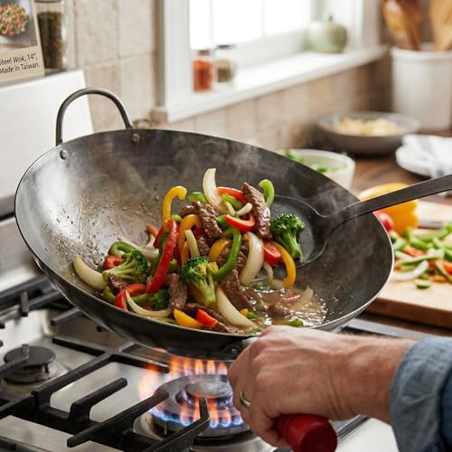 Wok de hierro de 14 pulgadas con mango de madera miniatura 2