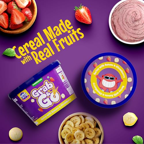 Image of BE'BE' BURP Travel pack Grab & Go - Barley Mix Porridge with Banana & Strawberry | Natural Food No Sugar No Salt | No Artificial Preservatives & Flavours| 120gm (Pack of 4)
