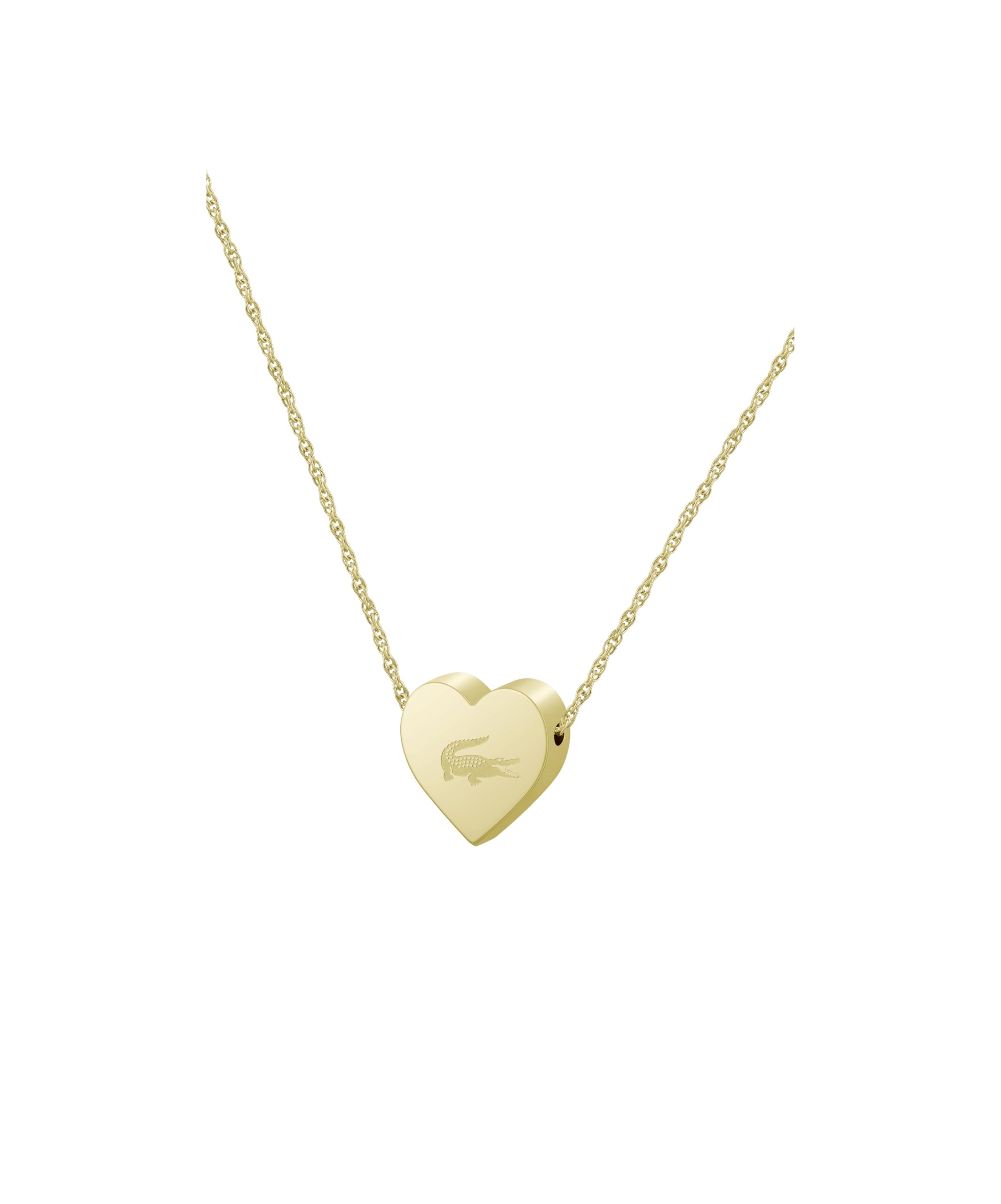 Lacoste Collar de cadena de oro amarillo con colgante de corazón para mujer Love My CROC 2040399, talla única, Acero inoxidable, No es una piedra preciosa