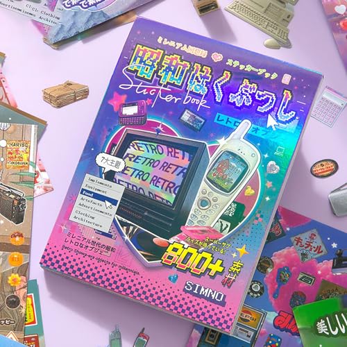 Image of Girl's Japanese Retro Sticker Book, Y2K Theme - 800+ Cute Old Showa Style Old Items Stickers, for DIY Scrapbooking Journaling Handbook Decoration