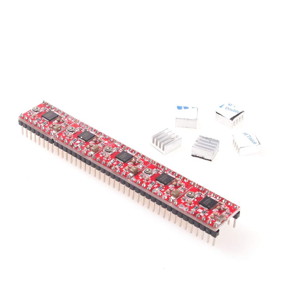 5 sztuk Stepper Driver A4988 Stepper Motor Driver Module z radiatorem do drukarki 3D Reprap