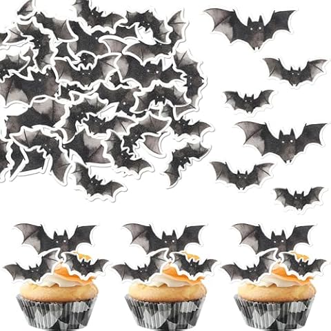 Xsstarmi Edible Bat Cupcake Toppers for Halloween Cover