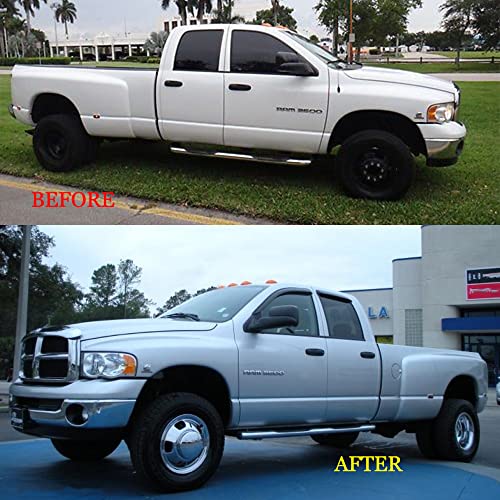 Image of 4pcs Polished 17 inch Stainless Steel Dually Wheel Simulators fit for 2003-2018 Dodge Ram 3500 Truck,8 Lug with 5-Vent Holes Wheel Cover with Removable Centre Cap, Screw On Hupcap 17R8