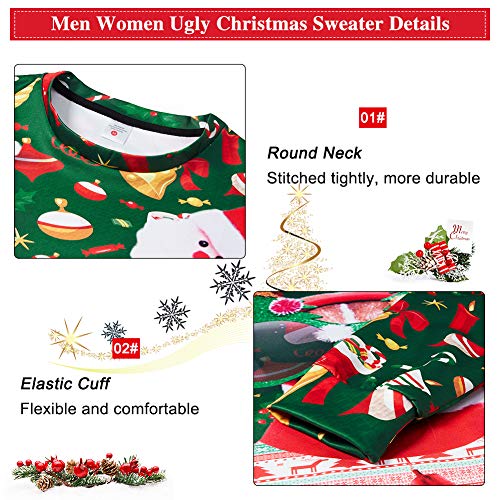 Mens Ugly Christmas Sweater Novelty 3D Graphic Long Sleeve Junior Xmas Sweatshirt Size S-3XL4