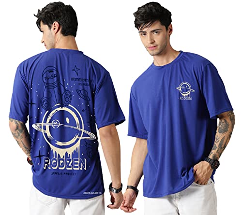 Image of RodZen Oversized Drop Shoulder Half Sleeves Round Neck Solid Cotton Blend Combo T-Shirt for Men