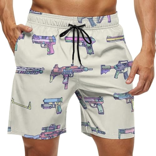 Weapons Guns Men's Swim Trunks Quick Dry Bathing Suit Swimming Shorts Beach Swimwear