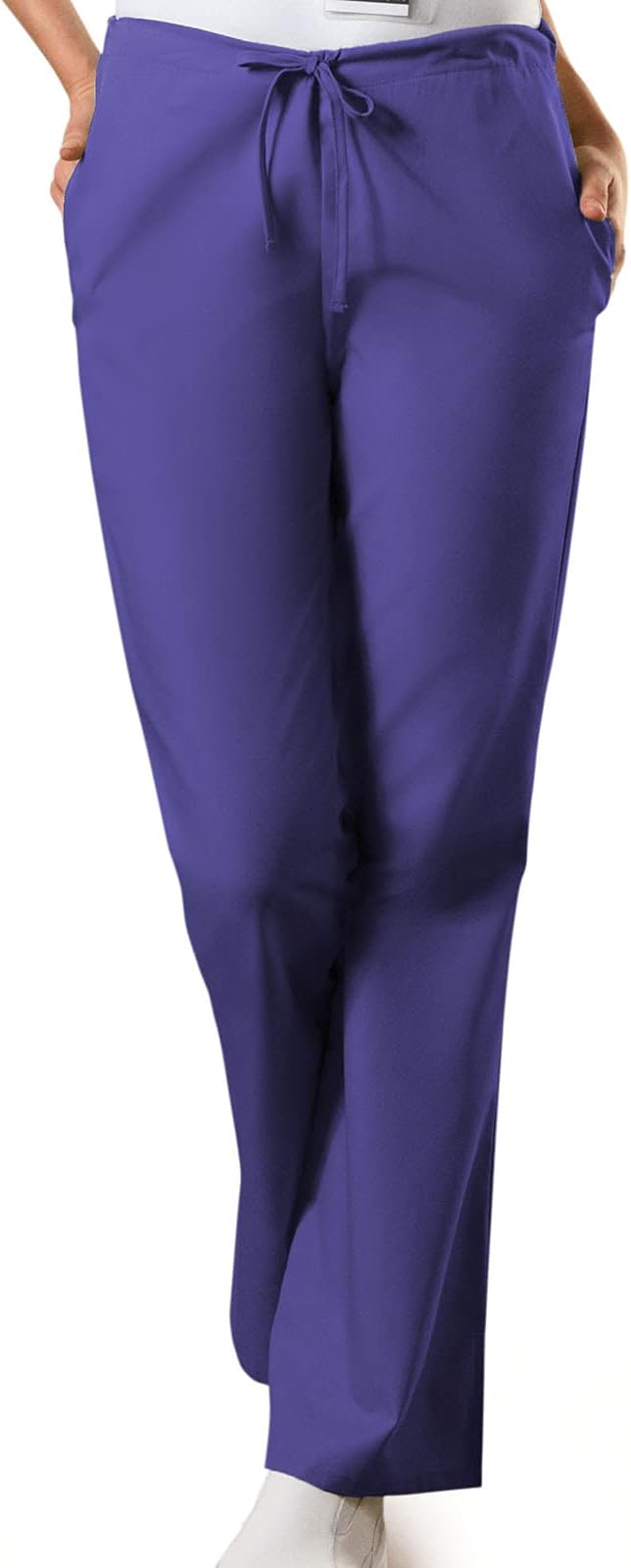 Workwear Originals Women Scrubs Pant Natural Rise Flare Leg Drawstring 4101, L, Grape