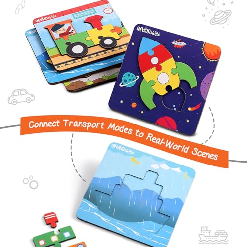 Image of Intelliskills 3D Pick N Fix Vehicles Wooden Jigsaw Puzzle for Kids, Set of 4, 24 Pcs,Transport Theme Puzzle for 3+ Years Girls & Boys,Safe Rounded Edges & Chunky Pieces,Ideal for Gifting,BIS Certified