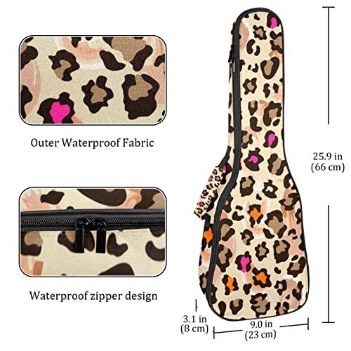 Sac à dos ukulélé concert marron léopard idéal pour cours et voyages