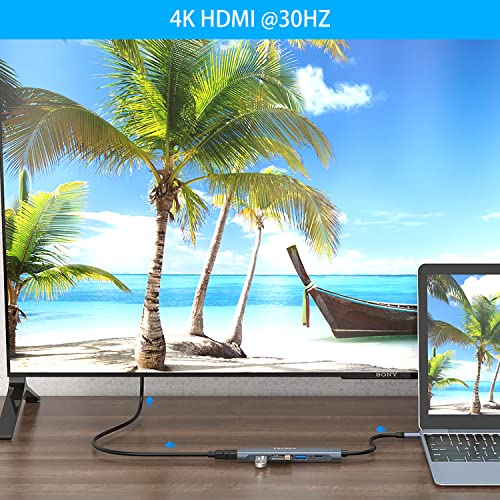 USB C Hub Multiport Adapter, VKUSRA 5 in 1 Dongle USB C to 4K HDMI, 3 USB 3.0 Port, 100W PD, USBC Adapter for MacBook, XPS, Laptop, PC, and More Type C Devices - image 4