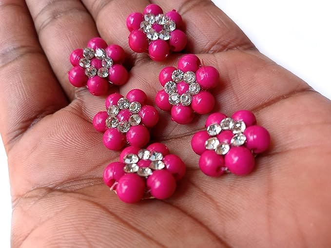 25pcs, Embroidery/Zardosi/Zari/Aari Work Sew On Flowers Applique/Decorative Patches for Clothes, Blouse, Saree, Dress Etc Decoration by The Great Indian Store (Pink)