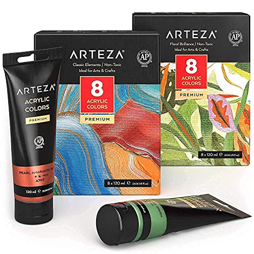 Arteza Metallic Acrylic Paint Bundle: Classic And Floral Colors, Painting Art Supplies For Artist, Hobby Painters & Beginners #TOP14