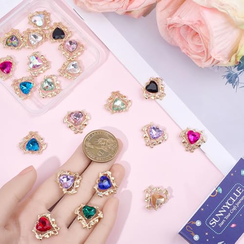 Breloques cœurs en verre strassés pour fabriquer des bijoux de Saint-Valentin - 4