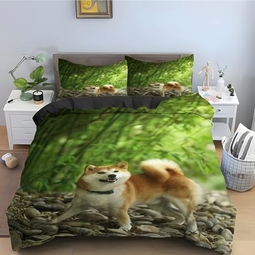 Housse de couette Corgi parure lit 90x190抗皱免烫易打理微纤维三件套 - 2