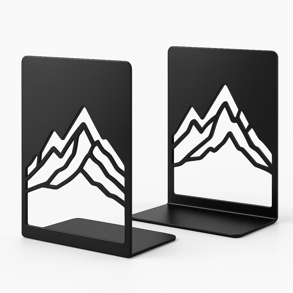 Dog Bookends, Black Metal Book Ends for Shelves, Sitting & Walking Dog Silhouette Set, Heavy-Duty 0.08" Thick Steel Book Holder for Home Office, Decorative Gift for Dog Lovers