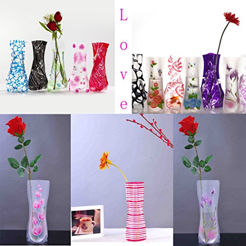 Vaso Di Plastica Pieghevole Fiore, 10pcs Stili Di Miscelazione Pieghevole Vaso, Abcsea Colori Decorazione Della Casa Plastica Pieghevole Vaso Di Fiori (stili Casuali)