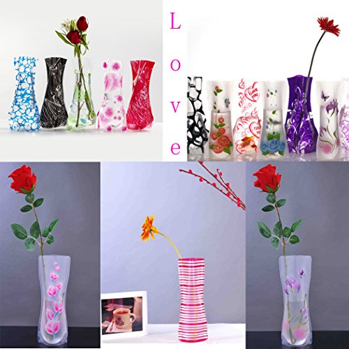 Abcsea vase pliable transparent plastique, vase vintage en plastique de fleur, 10pcs mélanger les...