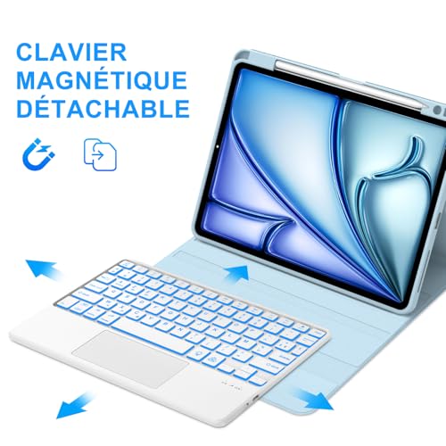 Clavier iPad Air 11 Pouces M4 AZERTY Tactile Bluetooth Français