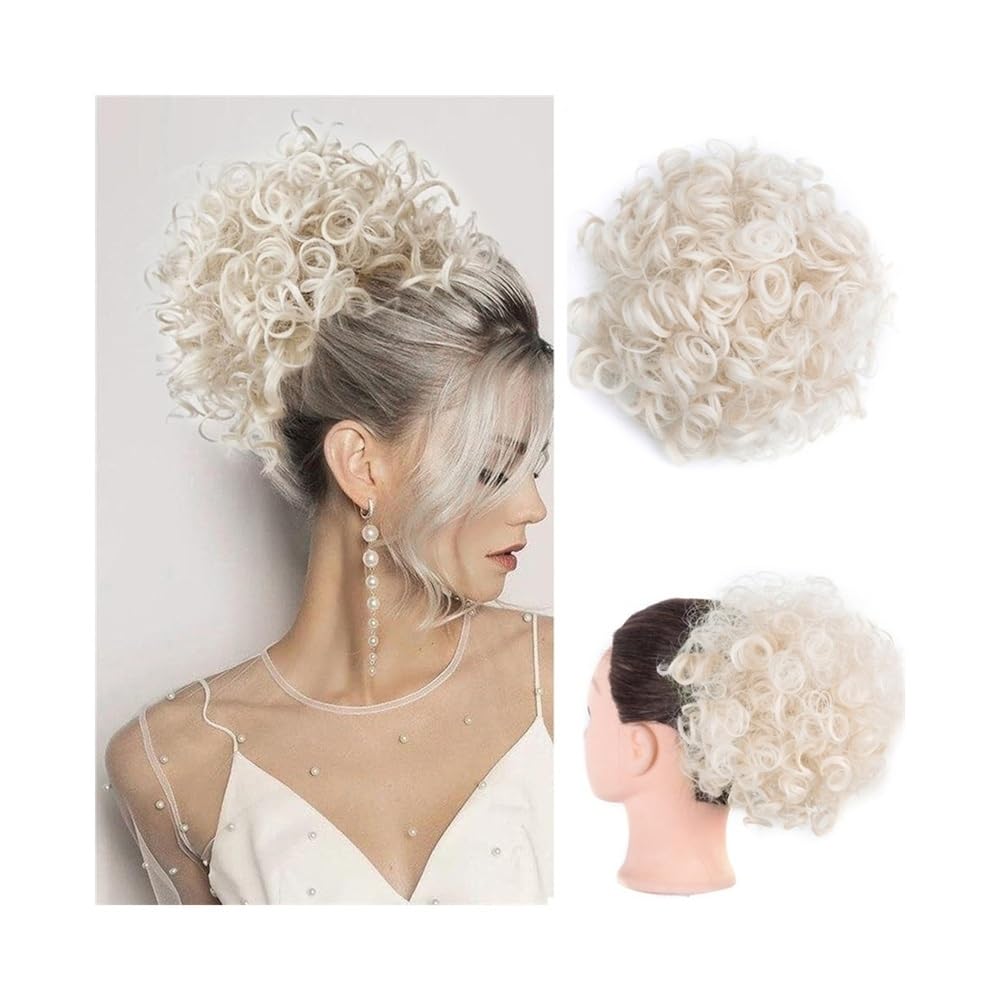 sztuczne włosy kok Afro Puff Kinky Curly Bun Hair Syntetyczny ściągacz Kucyk Clip In Krótkie przedłużki do włosów Akcesoria do włosów(60)