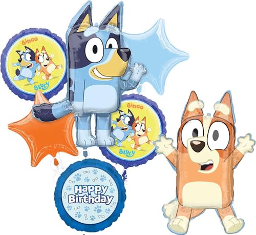 Bluey and Bingo Birthday Party Supplies Balloon Bouquet Decorations 7pc