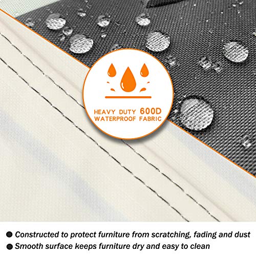 Wj-X3 Patio Table Covers, Outdoor 600D Heavy Duty Waterproof Uv Resistant Dining Table Cover, 67X44X28 Inch, Beige+Grey #TOP4