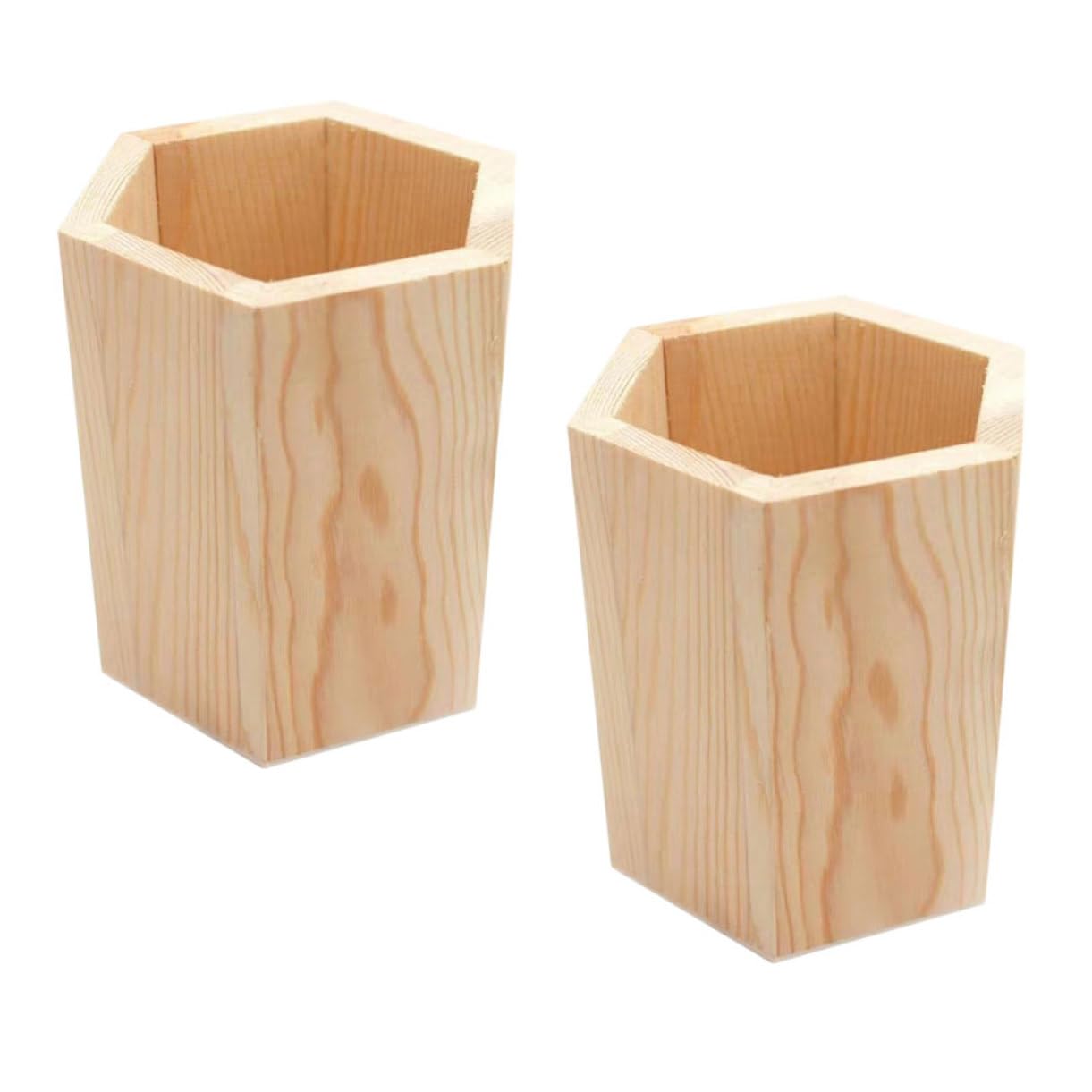 NUOBESTY 8 pièces Porte Stylos Bois de Pin Pot Hexagonal Multifonction pour Bureau Organiseur pour Pinceaux Maquillage Plantes Succulentes et Accessoires de Travail