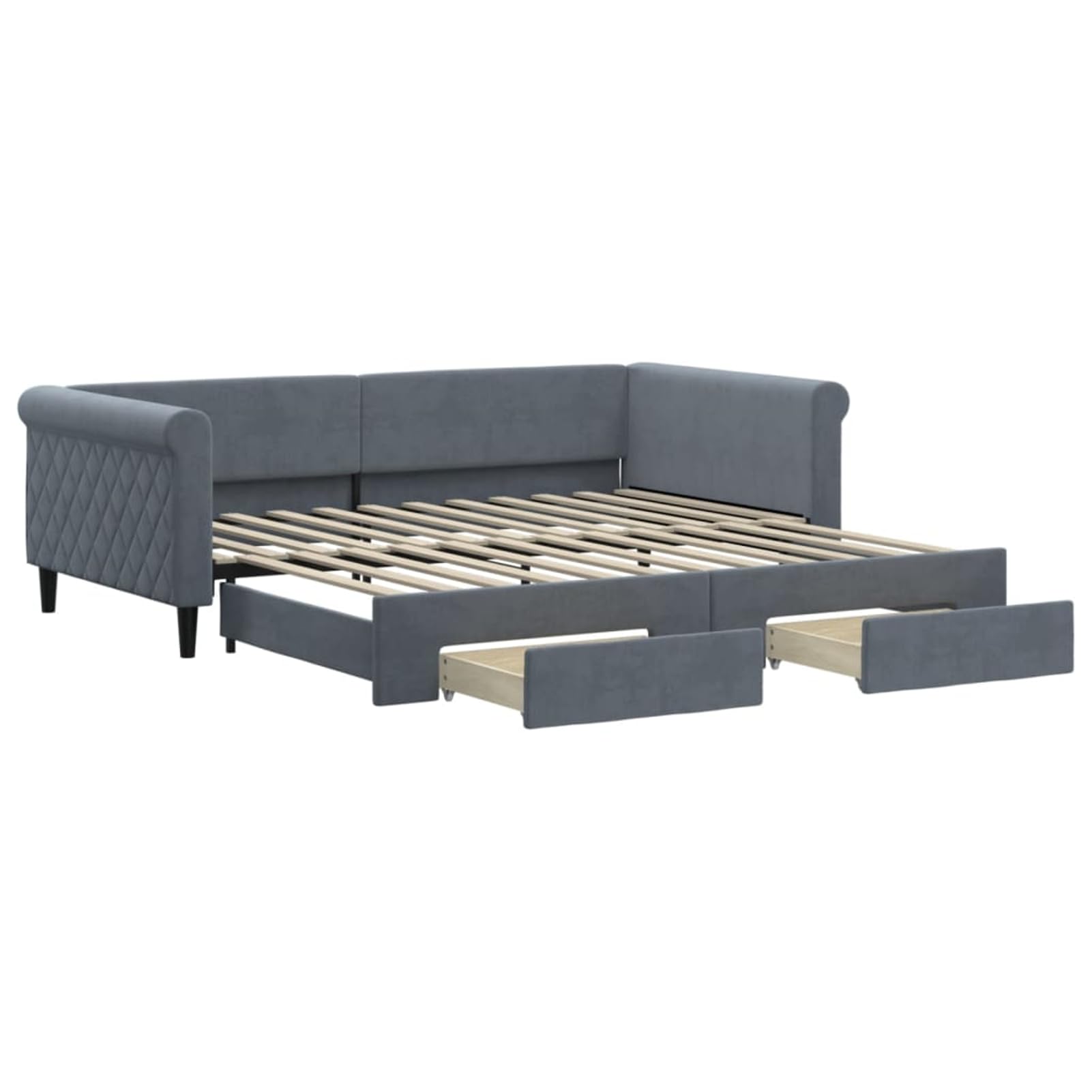 ATOMSTACK MAKER Divano letto pieghevole 2 in 1 con cassetti portaoggetti, rivestito in velluto grigio scuro, 229 x 110 x 68 cm, ideale per piccoli spazi e visite, materassi non inclusi