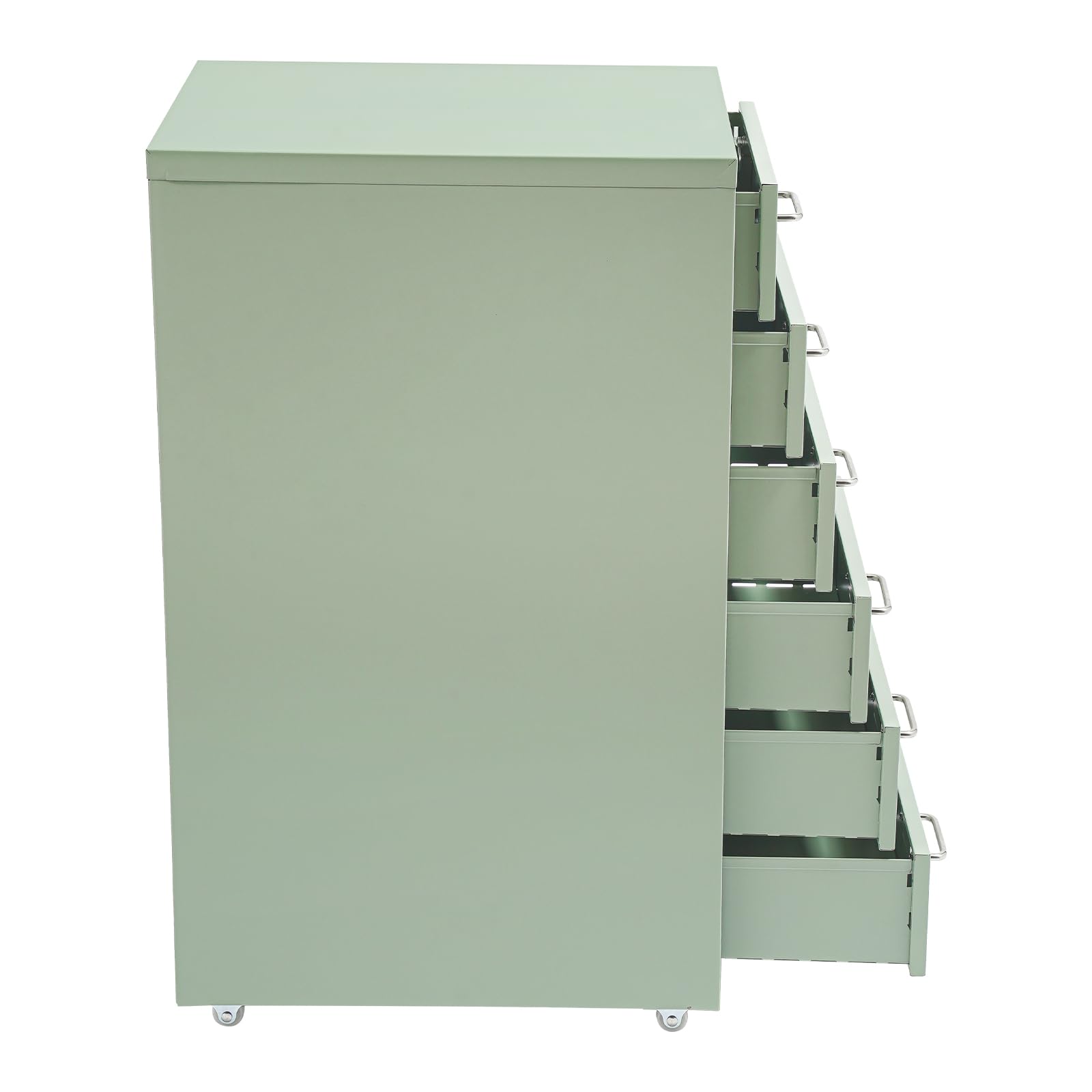 Meuble de rangement mobile à 6 tiroirs, en métal, avec roulettes, pour la maison et le bureau, 28 x 41 x 69 cm, beige (vert)