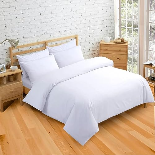Ghazlan 100% Egyptian Cotton Duvet Cover Set, White, 400 Thread Count Duvet/Quilt Cover Set