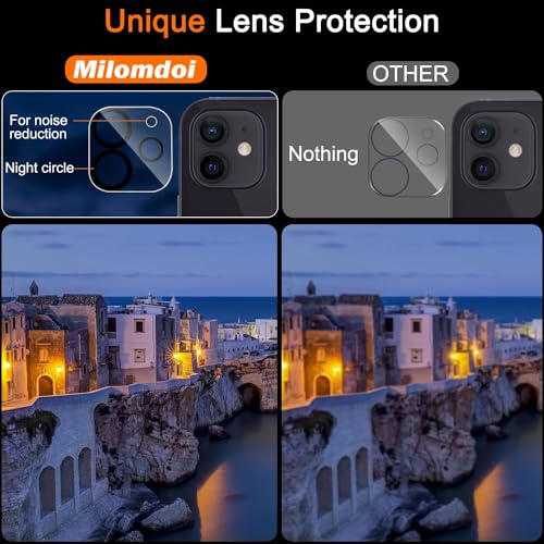 Image of Milomdoi 3 Pack Screen Protector for Apple iPhone 12 with 3 Pack Tempered Glass Camera Lens Protector, Ultra 9H Accessories, Case Friendly, Mounting Frame, 2.5D Curved, Transparent