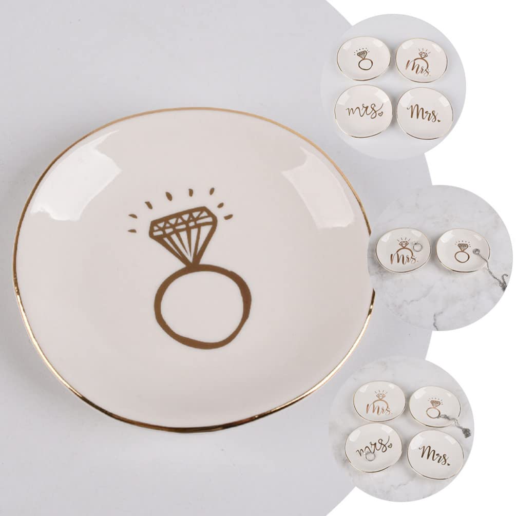 Wystrój wnętrz Wystrój domu Dekoracje ślubne 2 szt. Taca na biżuterię Ceramiczna ozdoba Pierścień Naczynie Płyta ceramiczna Taca na biżuterię Wystrój komody domowej Stojak na organizery biżuterii Deko