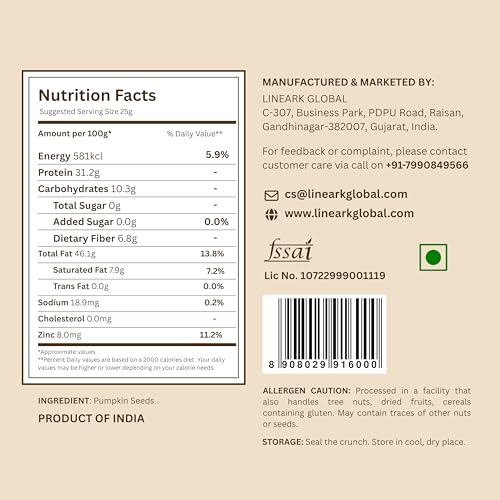 Image of ROZKA Pumpkin Seeds | 200g | AAA Grade, High Protein & Rich in Magnesium | Snacking, Salads & Keto Diet (1x 200g)