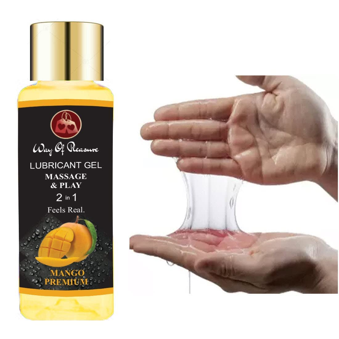 Pleasure Lube Flavoured Lubricant Gel for Men & Women - 50ml Water Based lube Compatible with Con - Mango Premium, 1, 1.69 Fl Oz