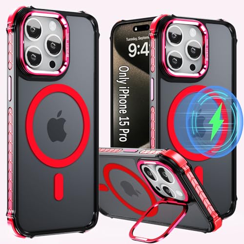Protection militaire iPhone 15 Pro coque anti-chute compatible MagSafe rouge