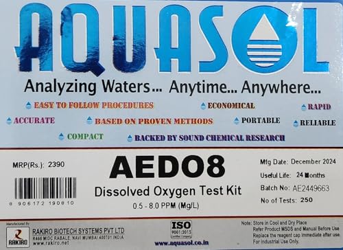 Image of Aquasol DISSOLVED OXYGEN TEST KIT AEDO8 Water Test Kit 0.5 to 8.0 PPM, 250 Tests