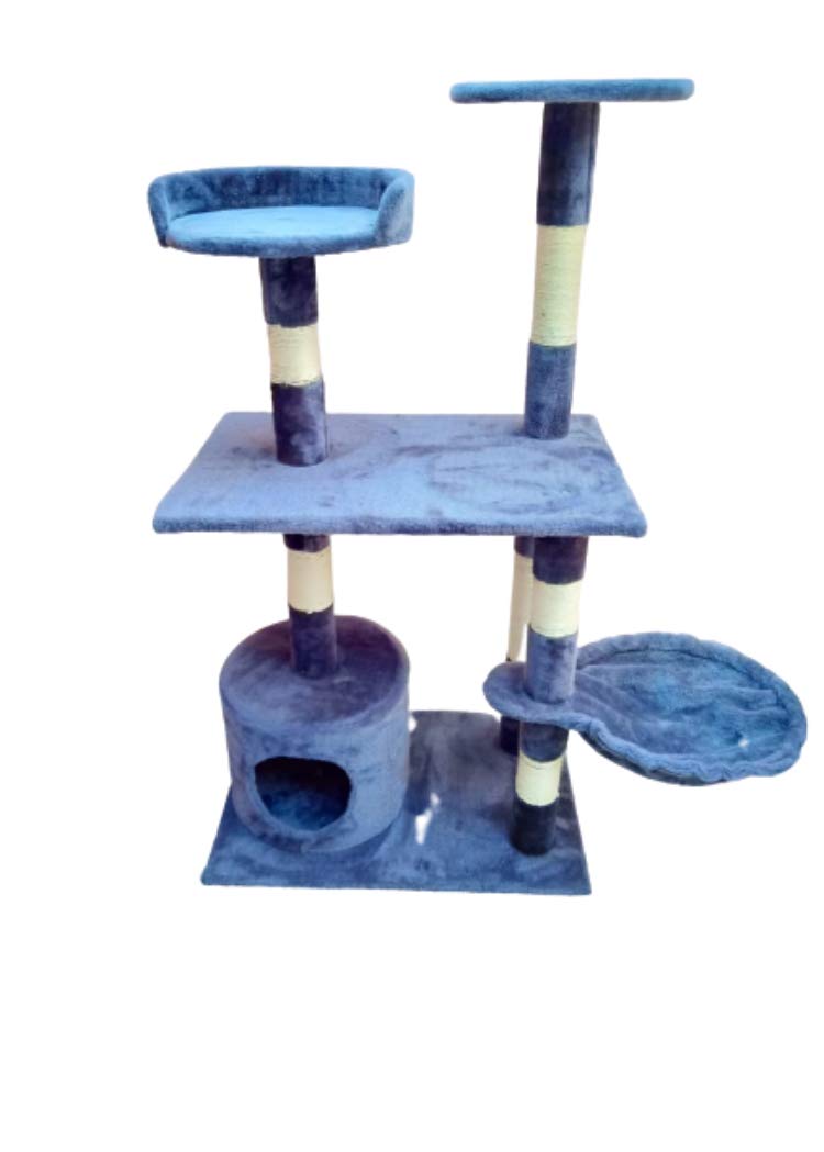 Large Pets Cat House Scratcher Condo Kitten Playground Cat Tree Play House [Beige]