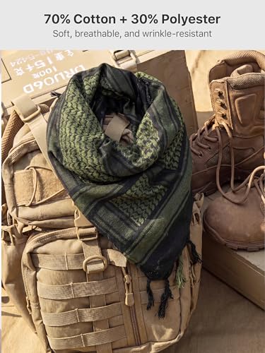 Image of FREE SOLDIER 100% Cotton Scarf Military Shemagh Tactical Desert Keffiyeh Head Neck Scarf Arab Wrap with Tassel 43x43 inches