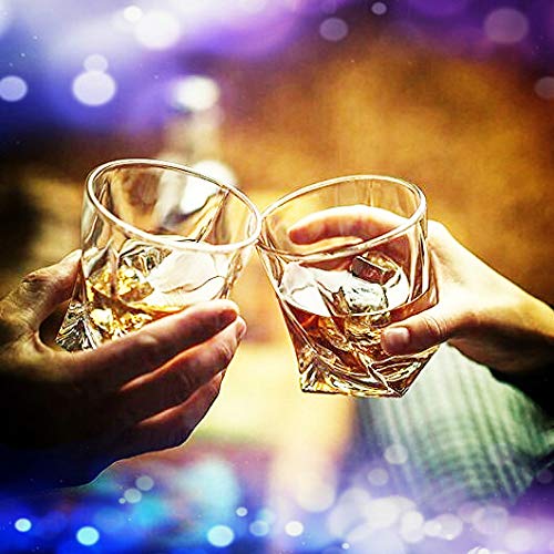 Image of Crystal Whiskey Glasses Set of 6, Large Lead-Free Crystal Glass, Tasting Cups Scotch Glasses, Old Fashioned Glass, Tumblers for Drinking Irish Whisky, Bourbon, Tequila (Twist, 10 oz)