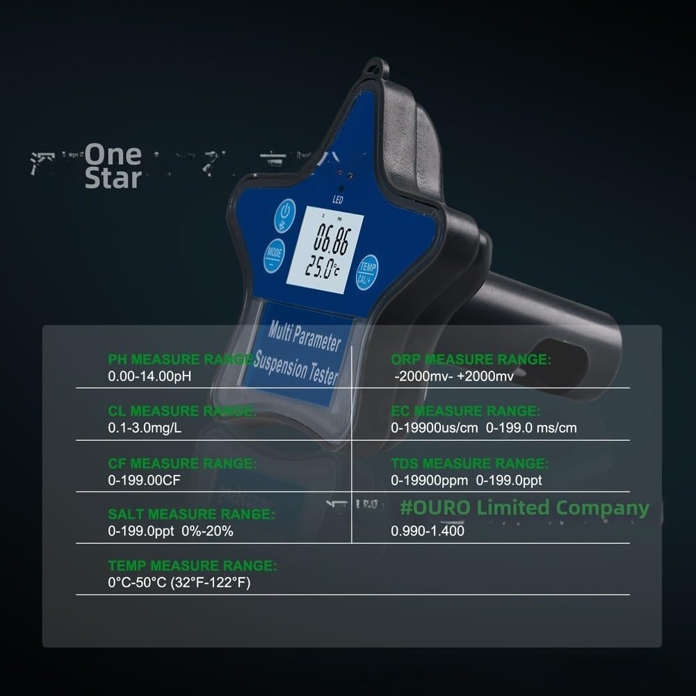 Tester di qualità dell'acqua wireless compatibile con Tuya Smart App, misuratore digitale di pH ORP per piscine e acquari, dati in tempo reale ad alto sensore