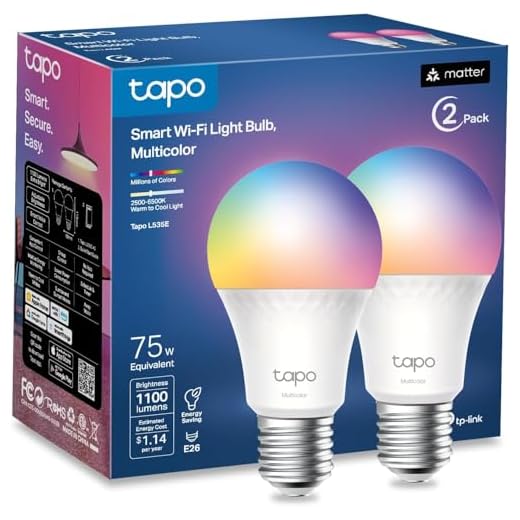 TP-Link Tapo Smart Light Bulbs, 1100 Lumens High Brightness (75W Equivalent), Matter-Certified, 16M Colors WiFi Light Bulb, Dimmable, Works w/Siri, Alexa & Google Home, A19 E26, Tapo L535E(2-Pack)