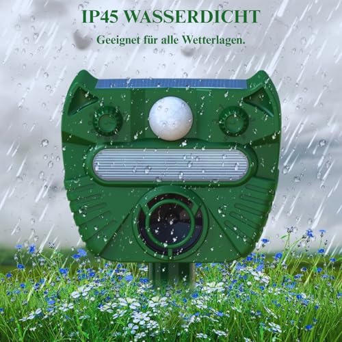 Ultrasone kattenafschrikking, waterdichte marterafschrikking, zonne-energie met USB-oplaadmodus, dierenafschrikking en ledlicht, effectief tegen marters, katten, honden, vogels, vossen en ratten. - Afbeelding 4