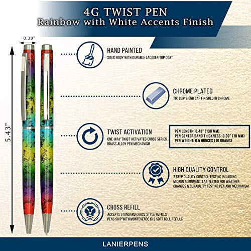 Image of Lanier 4G Ballpoint Pen - Shiny Chrome Ring & Parts with Medium Tip 0.7mm Cross Style Refill (with Accents - White or Black or Purple or Pink)