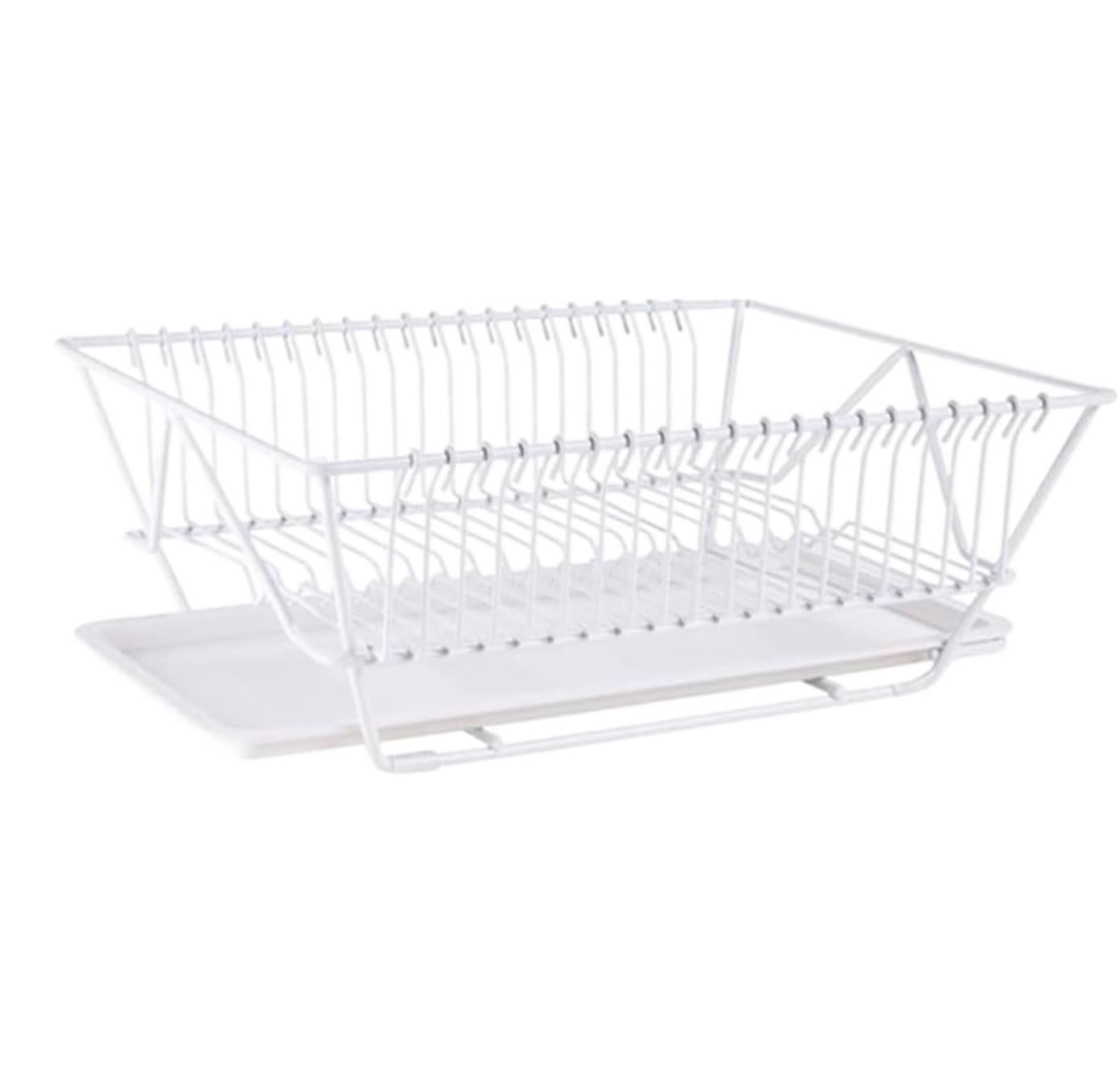 Escurreplatos Estante De Secado Platos Hierro con Escurridor Organizador Utensilios Encimera Cocina para El Hogar Organización Cocina(White)