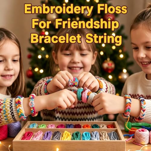 Image of Friendship Bracelet String 50 Color 8.7 Yard Darning Yarn Embroidery Thread | Long Soft Embroidery Floss Kit for Bracelet Making Cross Stitch Crochet DIY Crafts Hair Wrap Thread Repair Socks