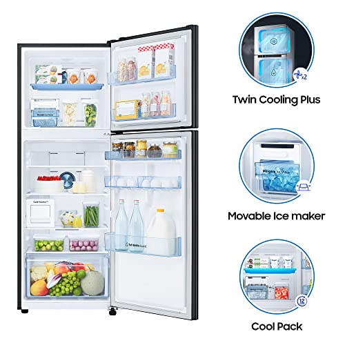 Image of Samsung 314 L 2 Star Inverter Frost Free Double Door Refrigerator Appliance (RT34A4622BX /HL, Luxe black)