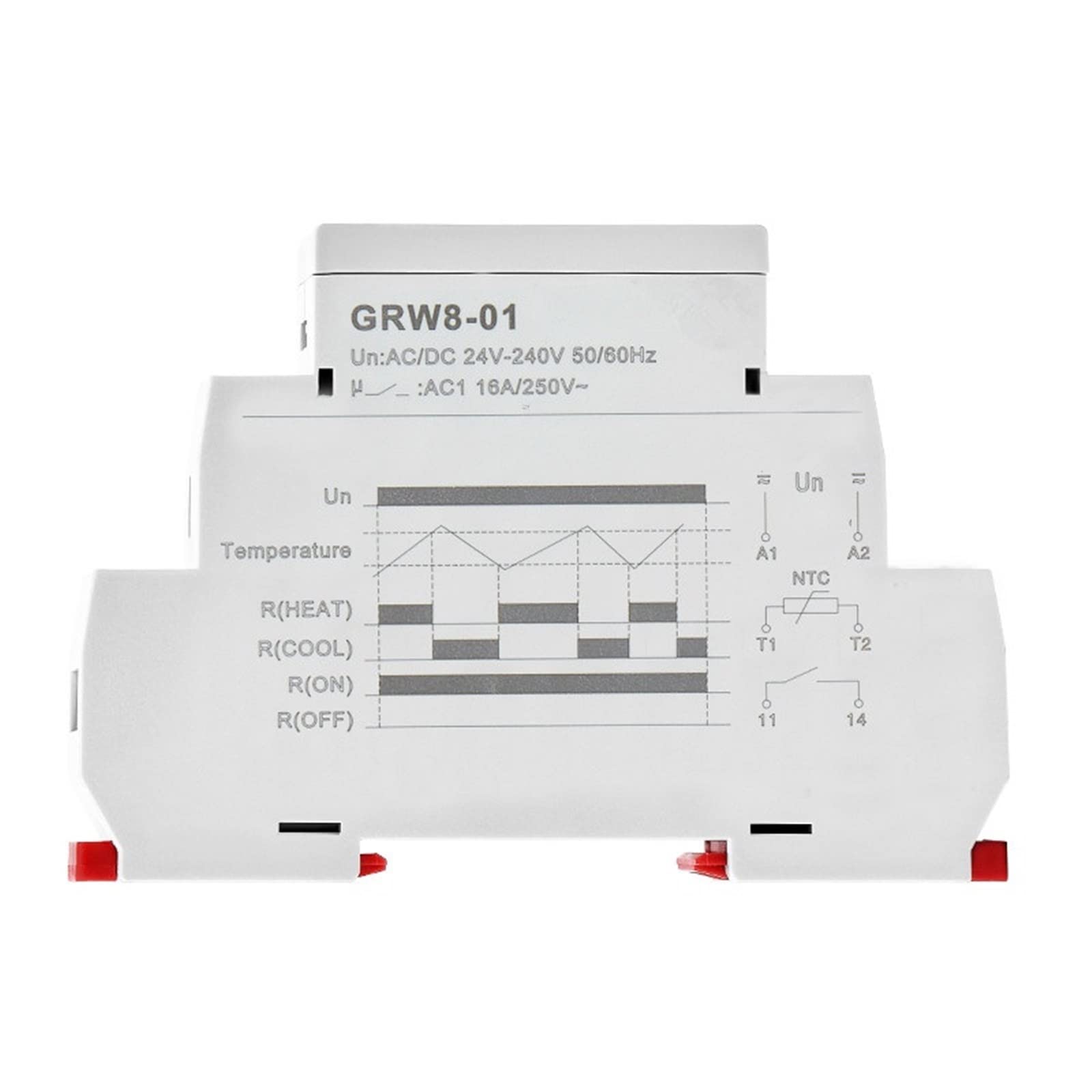 AQHYEBNSR GRW8 Din Rail Temperature Control Relay 16A Wide Range Voltage AC/DC24-240V with Waterproof Sensor